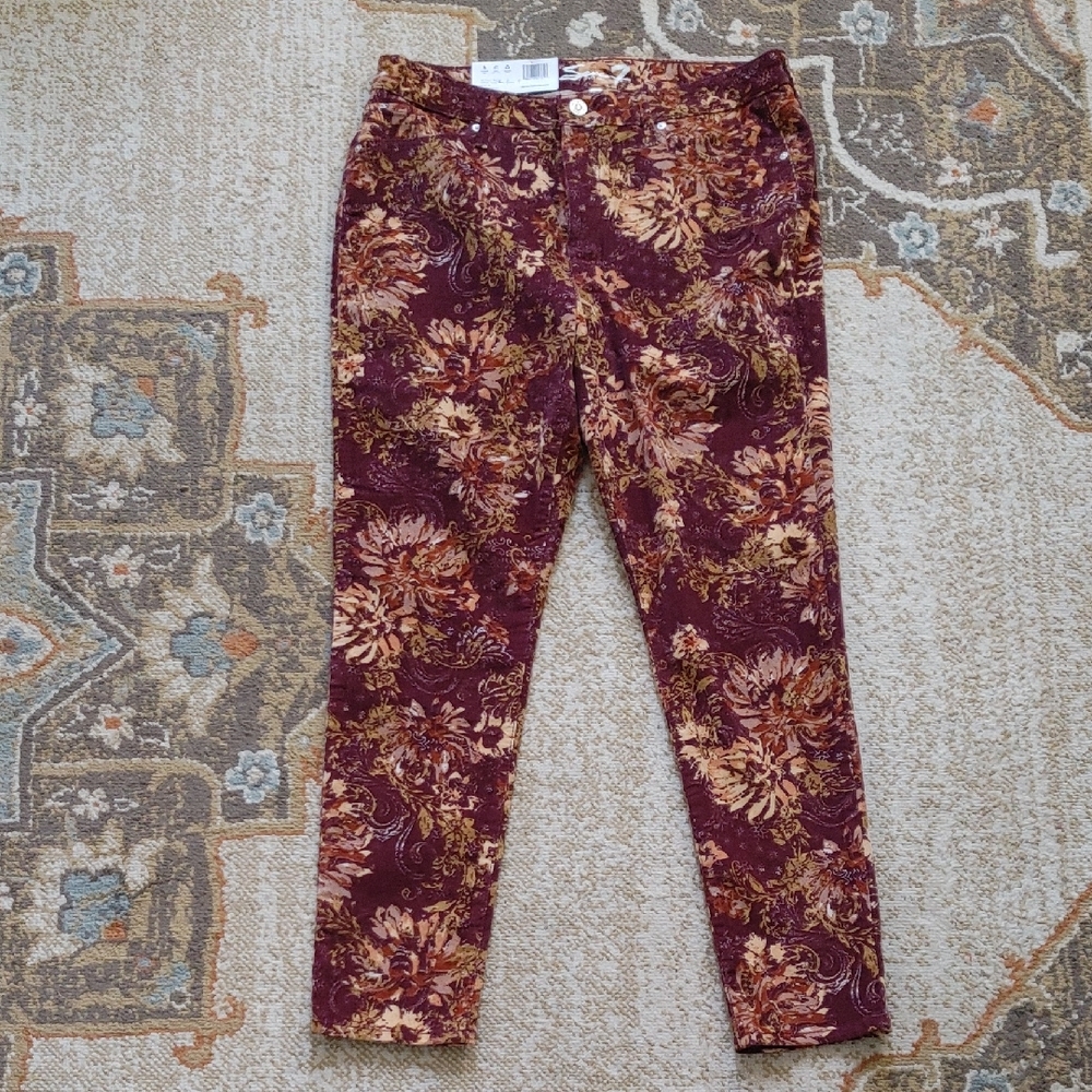 Seven7 High Rise Skinny Printed Corduroy Pant 12